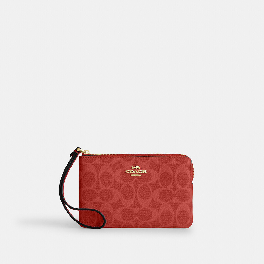 Coach Corner Zip Wristlet In Signature Canvas NWT